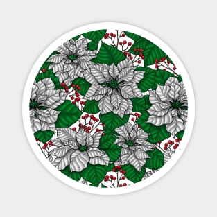 White poinsettia, Christmas pattern Magnet